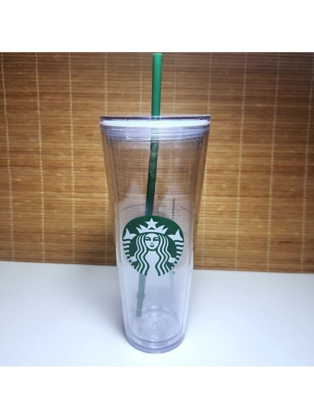 Starbucks Clear Venti Double Wall Tumbler 2020 with Green Straw Siren Logo
